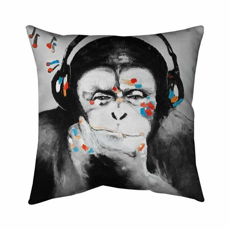 FONDO 26 x 26 in. Monkey with Headphones-Double Sided Print Indoor Pillow FO2774085